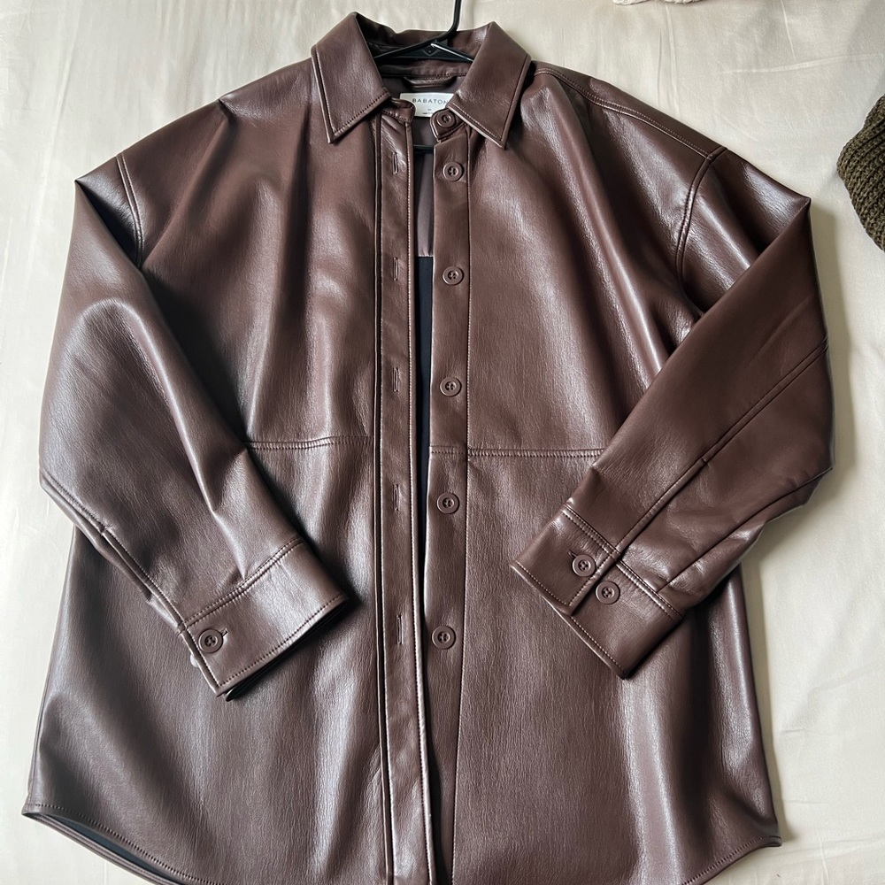 Aritzia Bobaton Pelli Shirt Jacket in Brown